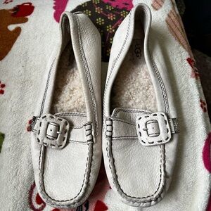 UGG Cream Leather Loafers with Buckle